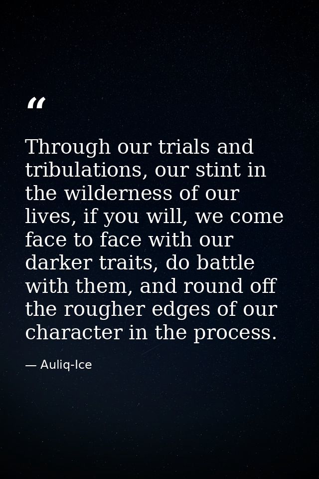 Through our trials and tribulations, our stint in the wilderness of our lives, if you will, we come face to face with ou — Auliq-Ice