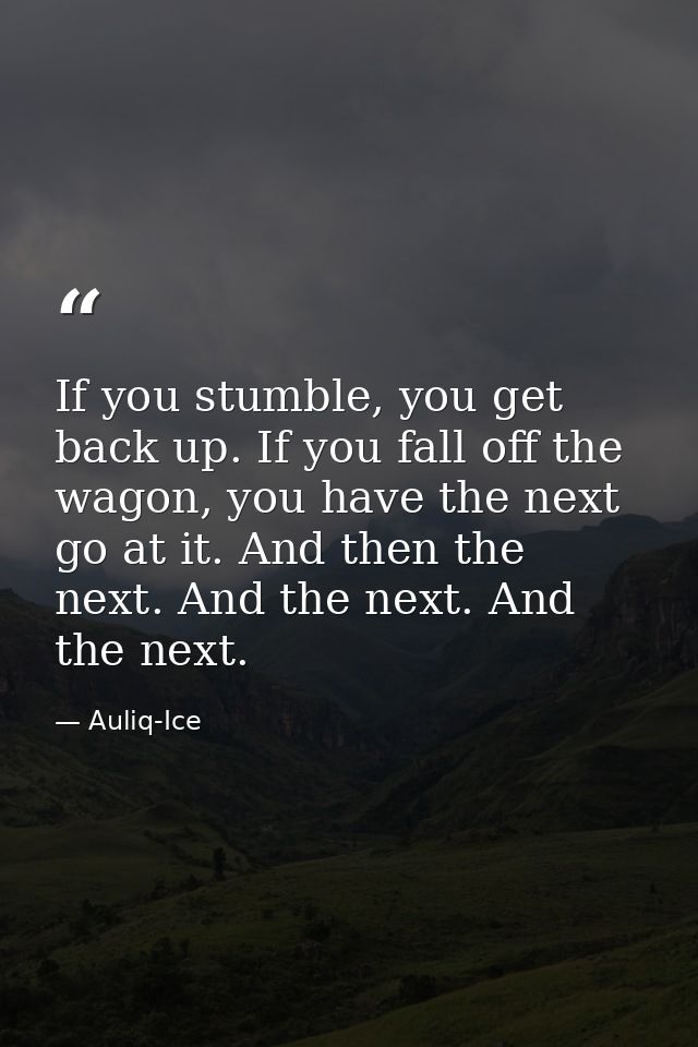 If you stumble, you get back up. If you fall off the wagon, you have the next go at it. And then the next. And the next. — Auliq-Ice
