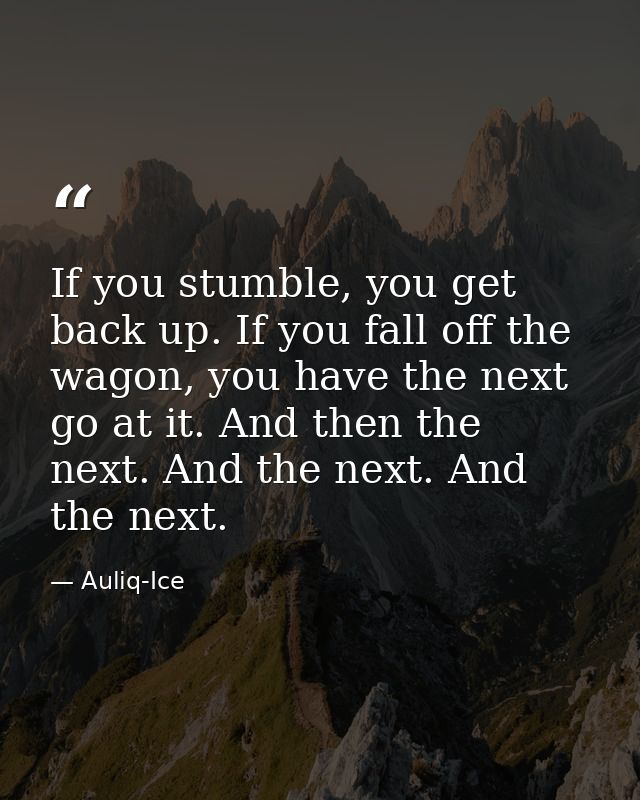 If you stumble, you get back up. If you fall off the wagon, you have the next go at it. And then the next. And the next. — Auliq-Ice
