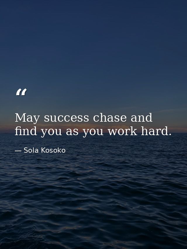 May success chase and find you as you work hard. — Sola Kosoko