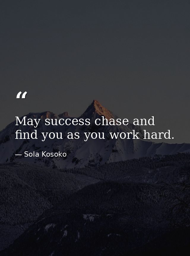 May success chase and find you as you work hard. — Sola Kosoko
