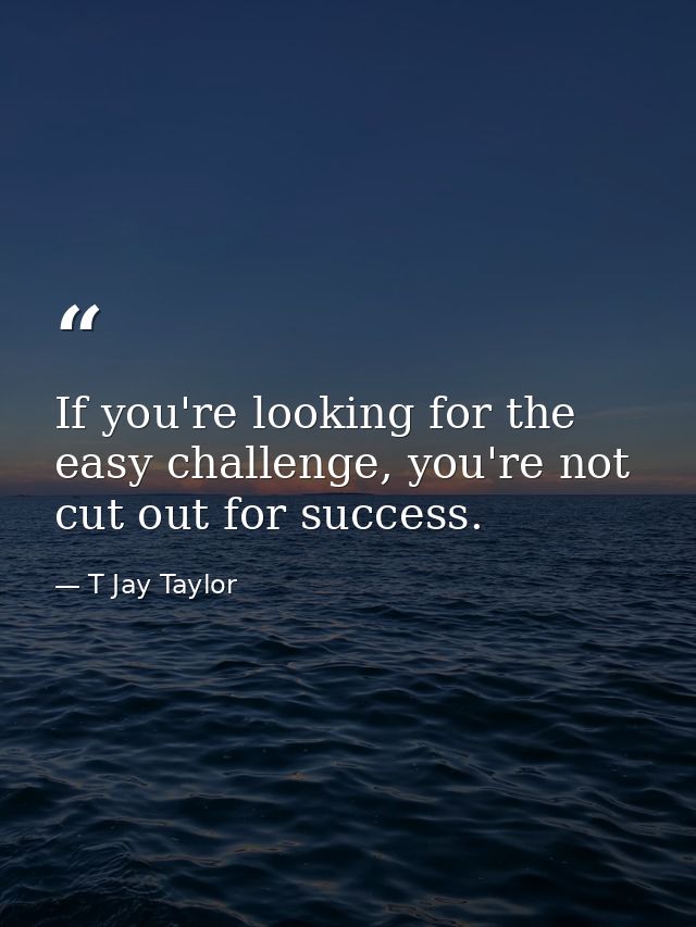 If you're looking for the easy challenge, you're not cut out for success. — T Jay Taylor