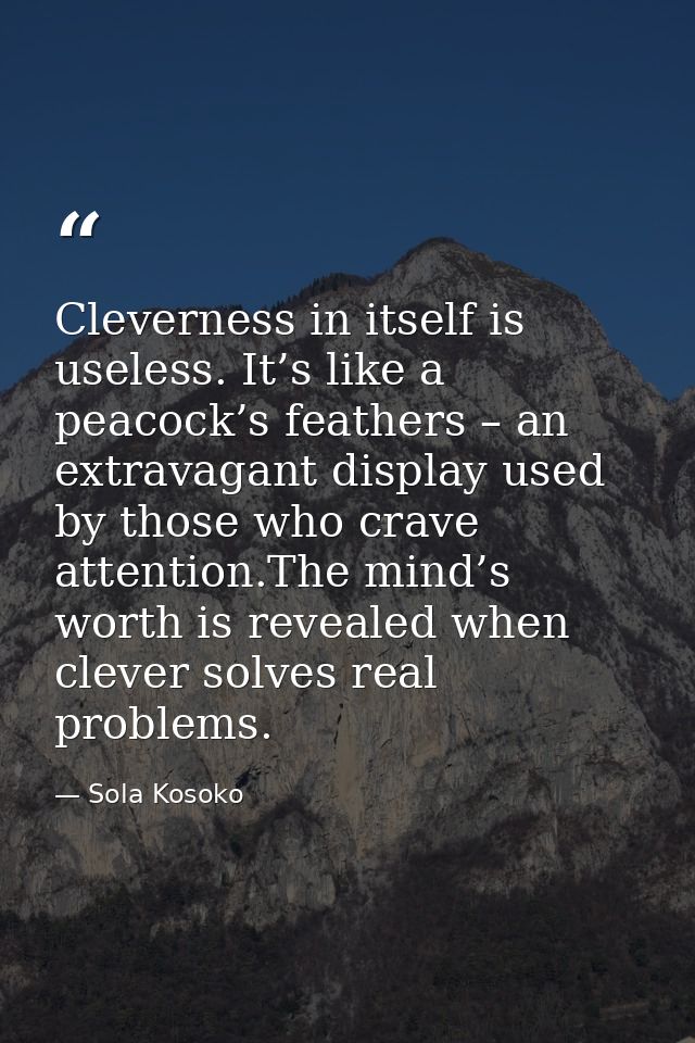 Cleverness in itself is useless. It’s like a peacock’s feathers – an extravagant display used by those who crave attenti — Sola Kosoko