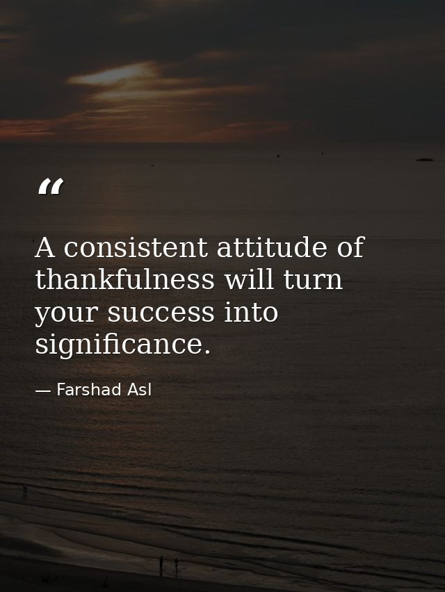 A consistent attitude of thankfulness will turn your success into significance. — Farshad Asl