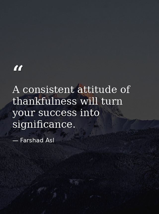 A consistent attitude of thankfulness will turn your success into significance. — Farshad Asl