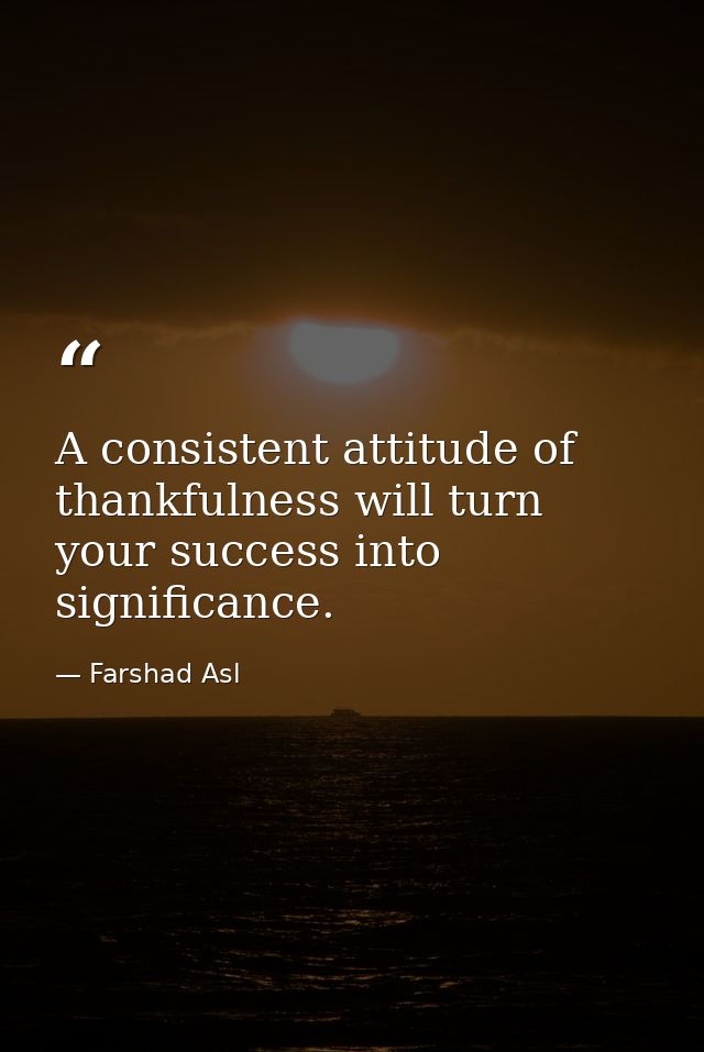 A consistent attitude of thankfulness will turn your success into significance. — Farshad Asl
