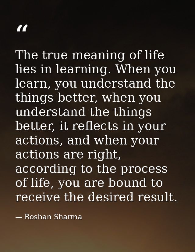 The true meaning of life lies in learning. When you learn, you understand the things better, when you understand the thi — Roshan Sharma