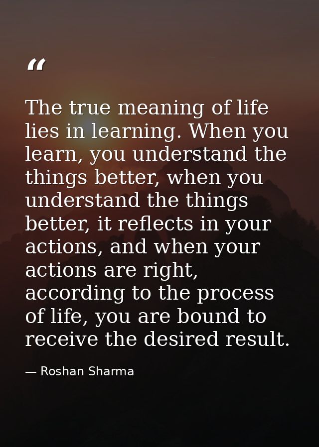 The true meaning of life lies in learning. When you learn, you understand the things better, when you understand the thi — Roshan Sharma