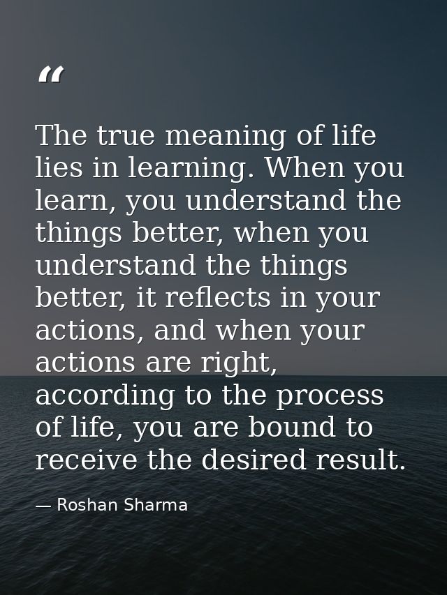 The true meaning of life lies in learning. When you learn, you understand the things better, when you understand the thi — Roshan Sharma