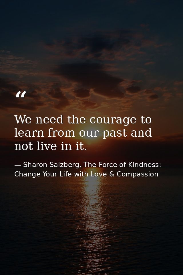 We need the courage to learn from our past and not live in it. — Sharon Salzberg, The Force of Kindness: Change Your Life with Love & Compassion