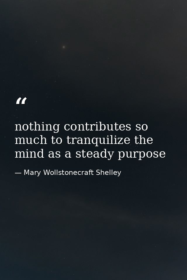 nothing contributes so much to tranquilize the mind as a steady purpose — Mary Wollstonecraft Shelley