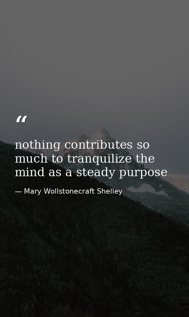 nothing contributes so much to tranquilize the mind as a steady purpose — Mary Wollstonecraft Shelley