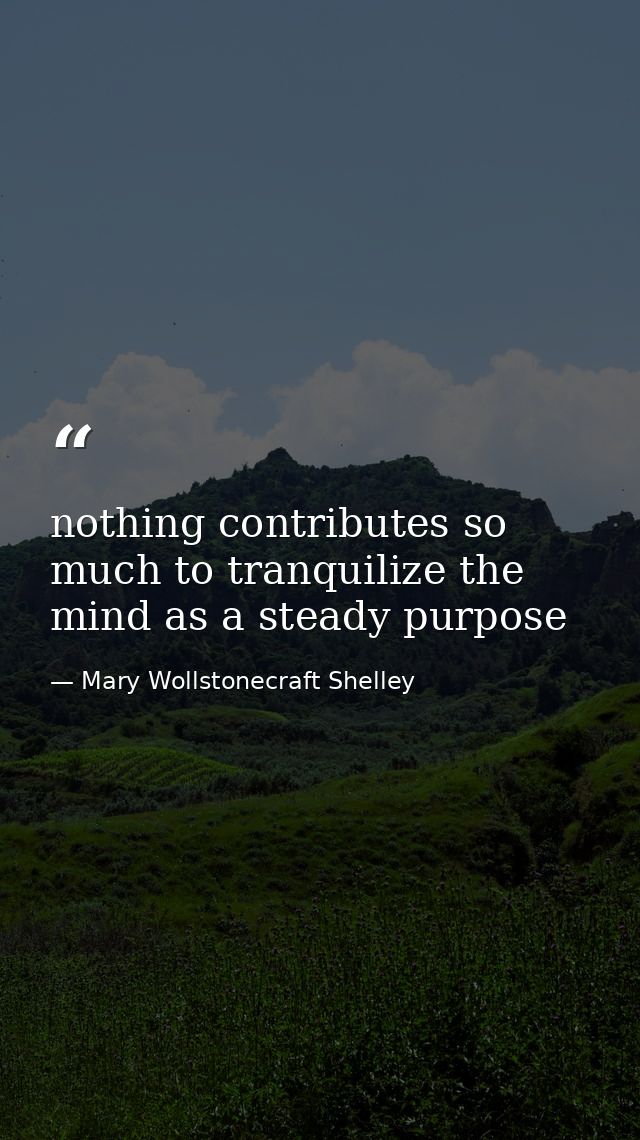 nothing contributes so much to tranquilize the mind as a steady purpose — Mary Wollstonecraft Shelley