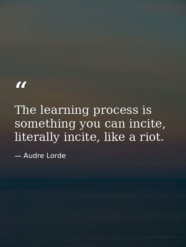 The learning process is something you can incite, literally incite, like a riot. — Audre Lorde
