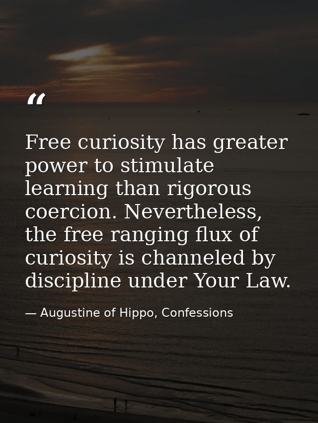 Free curiosity has greater power to stimulate learning than rigorous coercion. Nevertheless, the free ranging flux of cu — Augustine of Hippo, Confessions