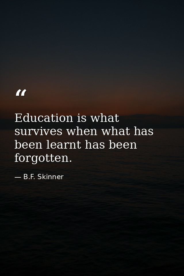 Education is what survives when what has been learnt has been forgotten. — B.F. Skinner