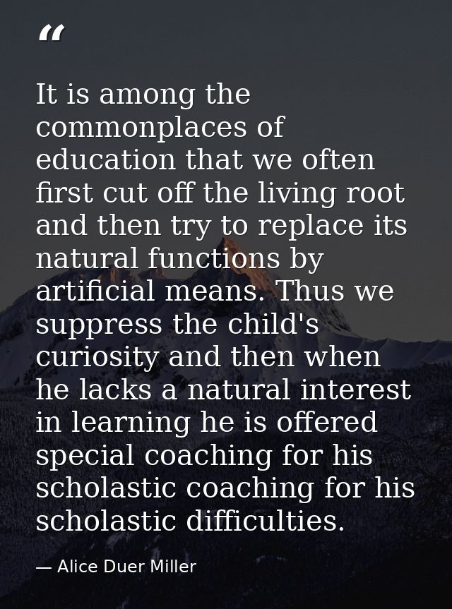 It is among the commonplaces of education that we often first cut off the living root and then try to replace its natura — Alice Duer Miller