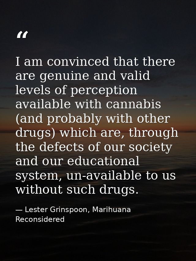 I am convinced that there are genuine and valid levels of perception available with cannabis (and probably with other dr — Lester Grinspoon, Marihuana Reconsidered