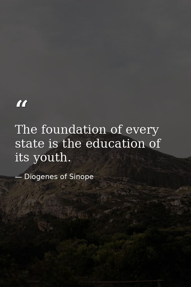 The foundation of every state is the education of its youth. — Diogenes of Sinope