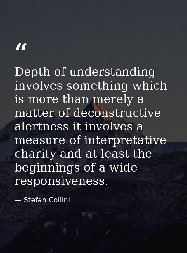 Depth of understanding involves something which is more than merely a matter of deconstructive alertness it involves a m — Stefan Collini