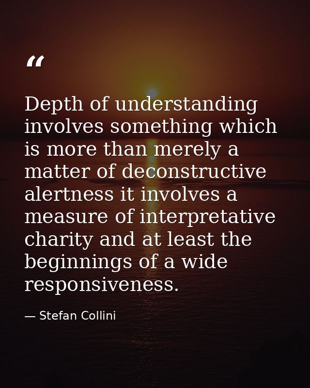 Depth of understanding involves something which is more than merely a matter of deconstructive alertness it involves a m — Stefan Collini