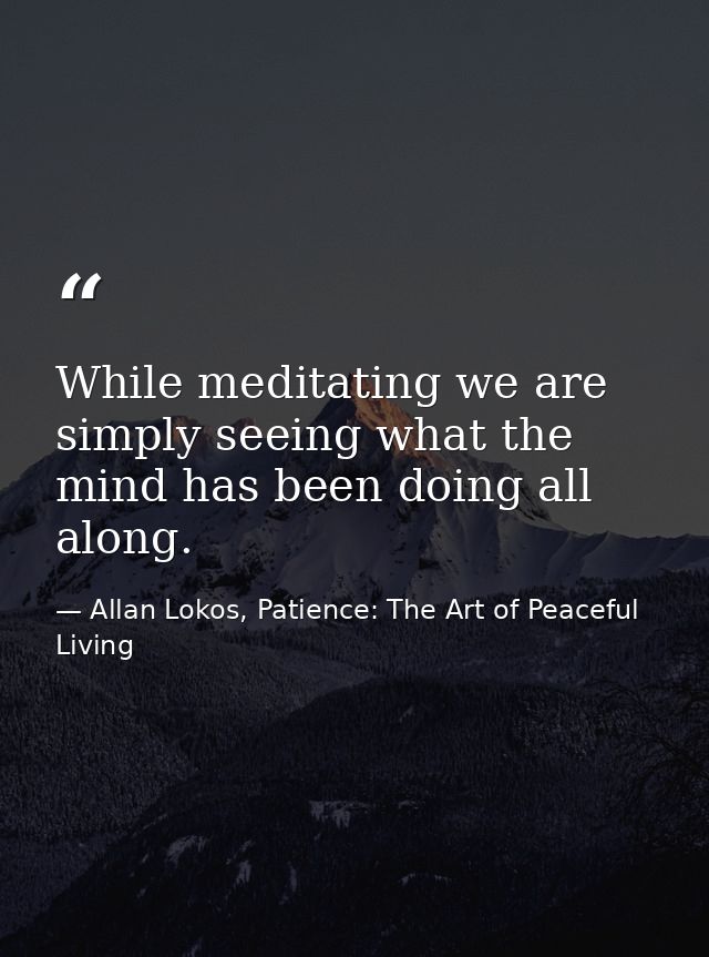 While meditating we are simply seeing what the mind has been doing all along. — Allan Lokos, Patience: The Art of Peaceful Living
