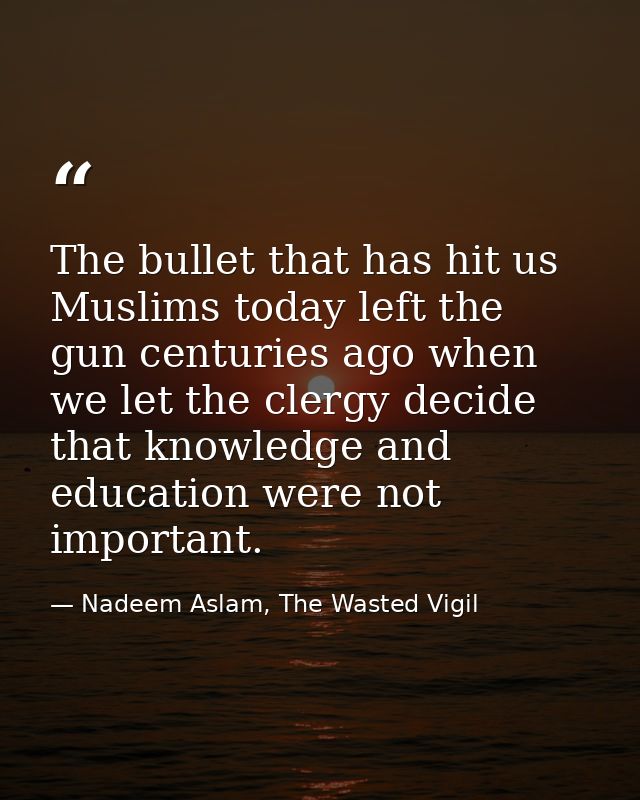 The bullet that has hit us Muslims today left the gun centuries ago when we let the clergy decide that knowledge and edu — Nadeem Aslam, The Wasted Vigil