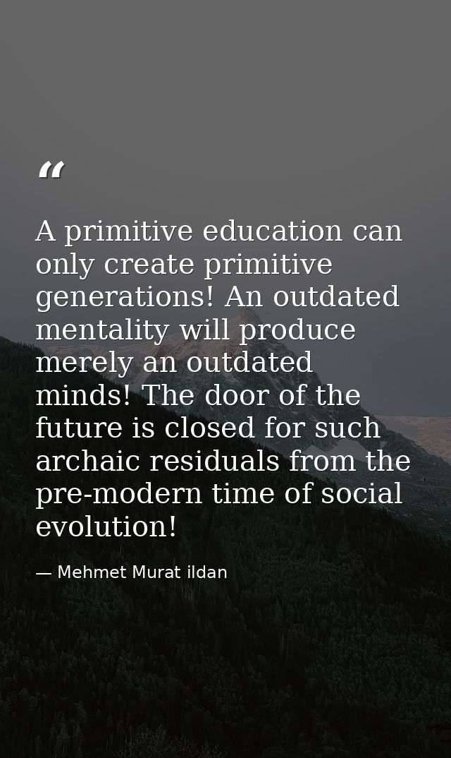 A primitive education can only create primitive generations! An outdated mentality will produce merely an outdated minds — Mehmet Murat ildan