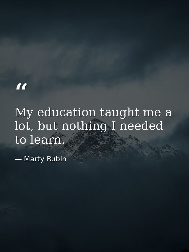 My education taught me a lot, but nothing I needed to learn. — Marty Rubin