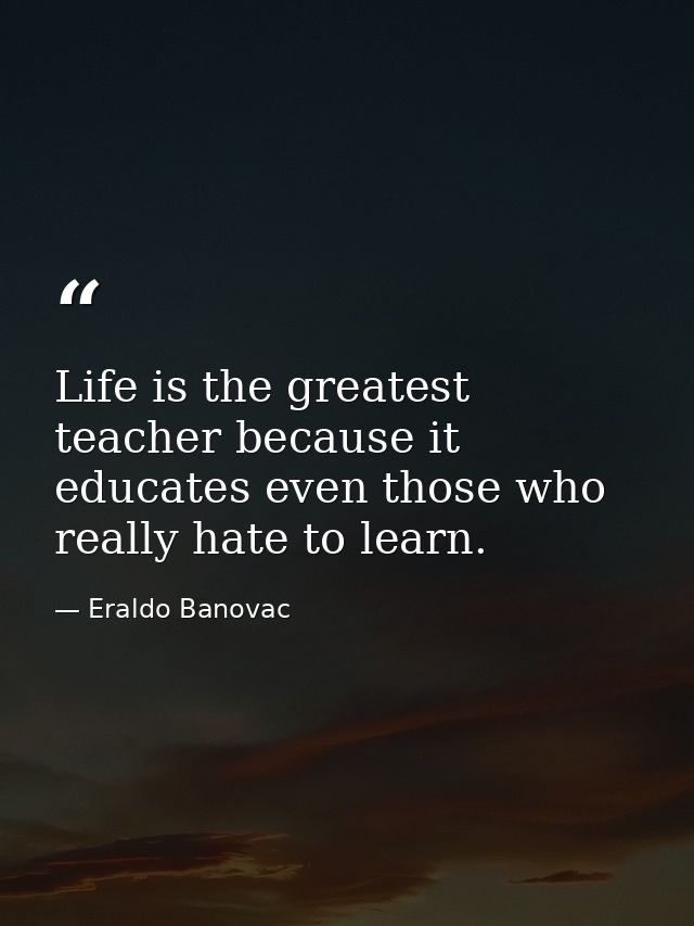 Life is the greatest teacher because it educates even those who really hate to learn. — Eraldo Banovac
