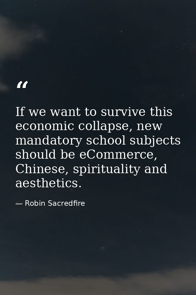 If we want to survive this economic collapse, new mandatory school subjects should be eCommerce, Chinese, spirituality a — Robin Sacredfire