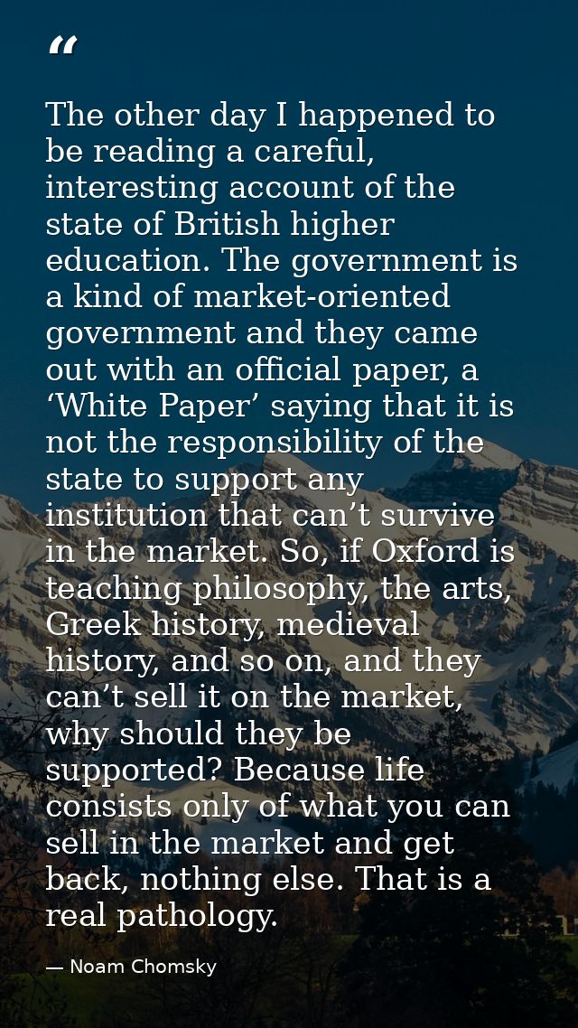 The other day I happened to be reading a careful, interesting account of the state of British higher education. The gove — Noam Chomsky