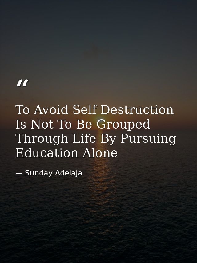 To Avoid Self Destruction Is Not To Be Grouped Through Life By Pursuing Education Alone — Sunday Adelaja
