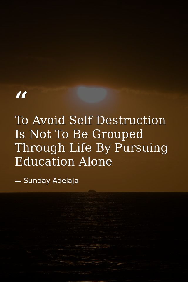 To Avoid Self Destruction Is Not To Be Grouped Through Life By Pursuing Education Alone — Sunday Adelaja