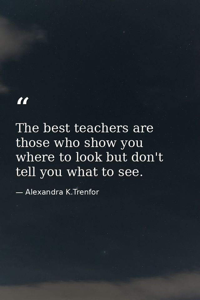 The best teachers are those who show you where to look but don't tell you what to see. — Alexandra K.Trenfor