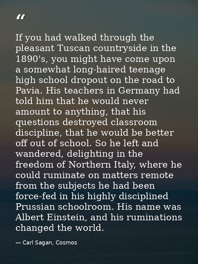 If you had walked through the pleasant Tuscan countryside in the 1890's, you might have come upon a somewhat long-haired — Carl Sagan, Cosmos