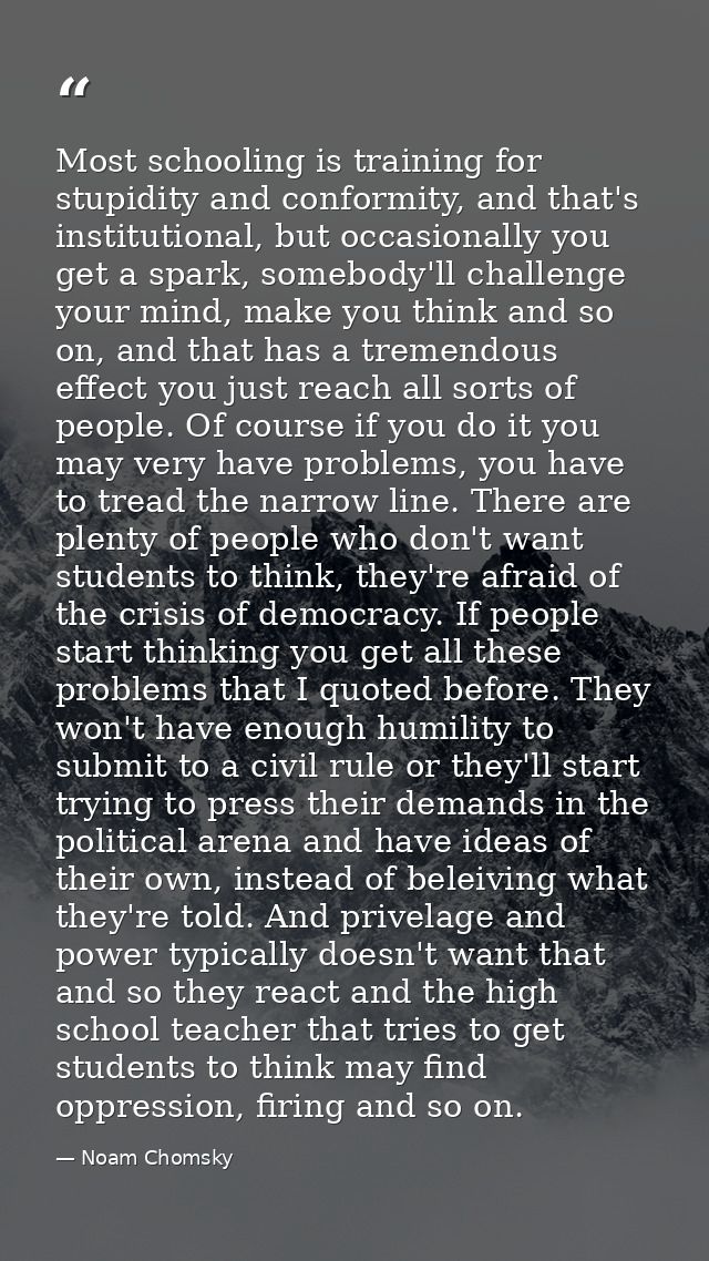 Most schooling is training for stupidity and conformity, and that's institutional, but occasionally you get a spark, som — Noam Chomsky