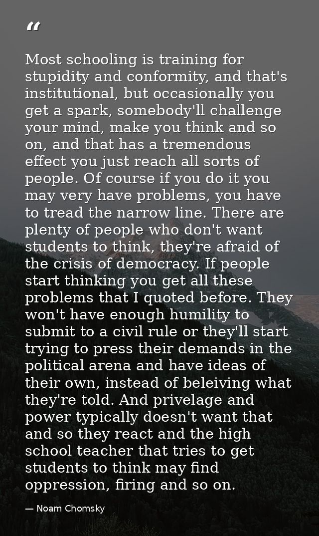 Most schooling is training for stupidity and conformity, and that's institutional, but occasionally you get a spark, som — Noam Chomsky