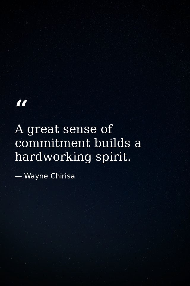 A great sense of commitment builds a hardworking spirit. — Wayne Chirisa