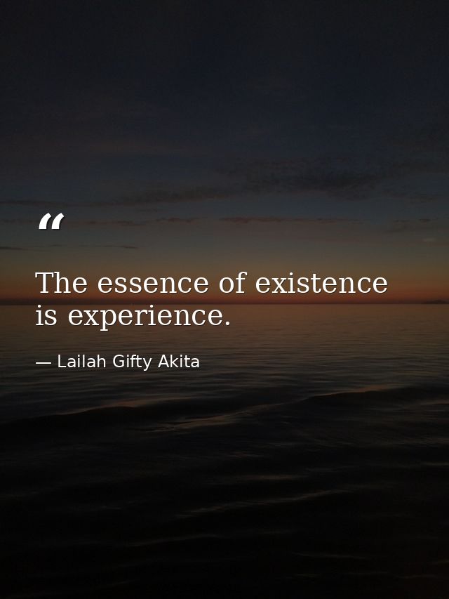 The essence of existence is experience. — Lailah Gifty Akita