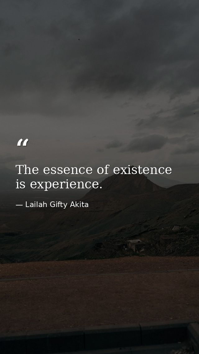 The essence of existence is experience. — Lailah Gifty Akita