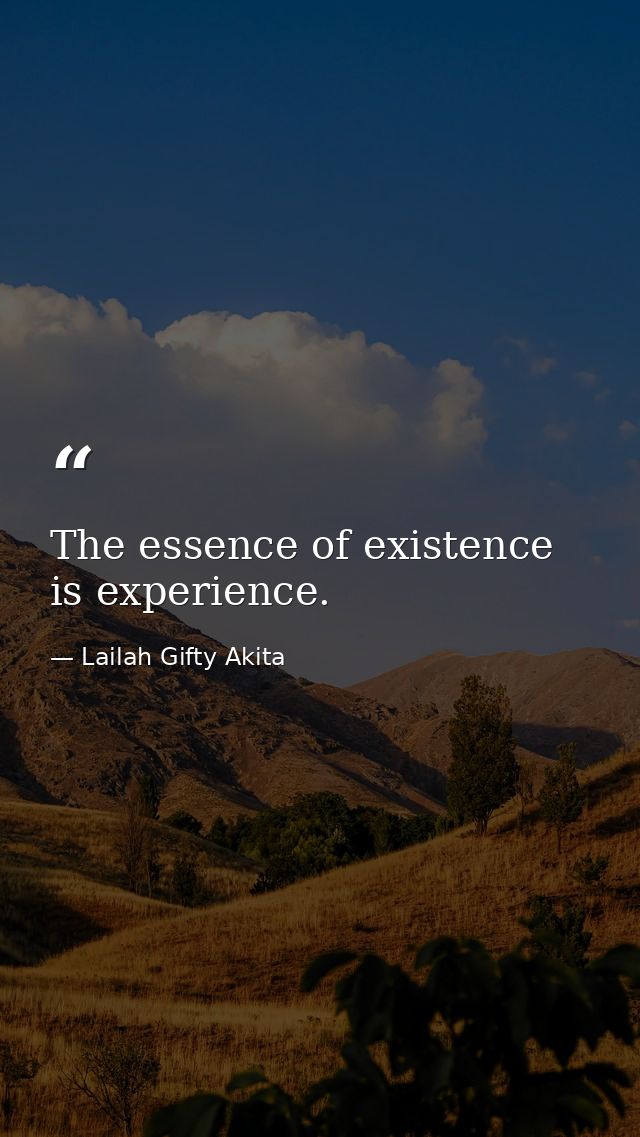 The essence of existence is experience. — Lailah Gifty Akita