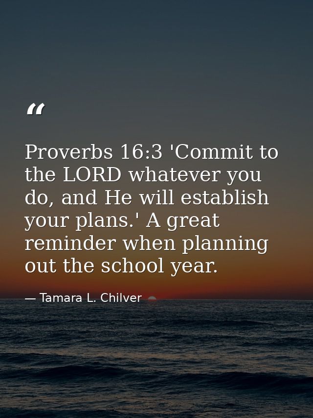 Proverbs 16:3 'Commit to the LORD whatever you do, and He will establish your plans.' A great reminder when planning out — Tamara L. Chilver