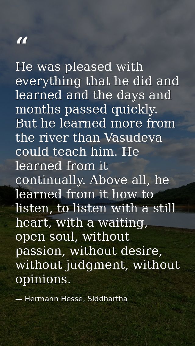 He was pleased with everything that he did and learned and the days and months passed quickly. But he learned more from  — Hermann Hesse, Siddhartha