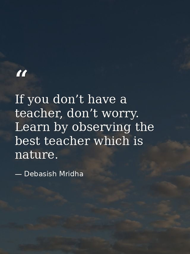 If you don’t have a teacher, don’t worry. Learn by observing the best teacher which is nature. — Debasish Mridha