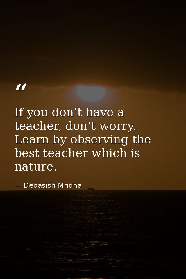 If you don’t have a teacher, don’t worry. Learn by observing the best teacher which is nature. — Debasish Mridha
