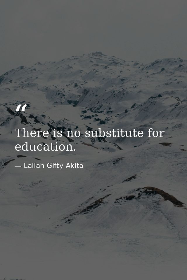 There is no substitute for education. — Lailah Gifty Akita