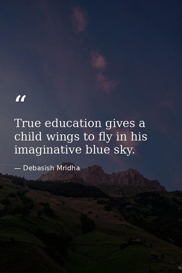 True education gives a child wings to fly in his imaginative blue sky. — Debasish Mridha