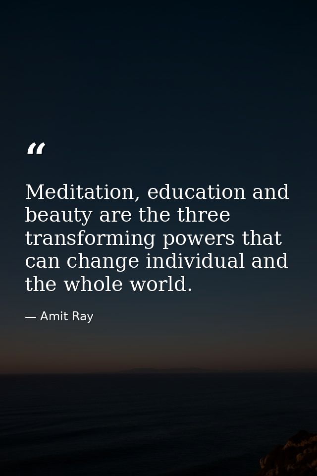 Meditation, education and beauty are the three transforming powers that can change individual and the whole world. — Amit Ray