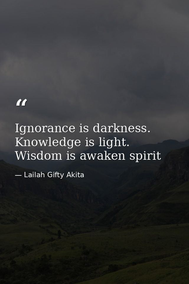 Ignorance is darkness. Knowledge is light. Wisdom is awaken spirit — Lailah Gifty Akita